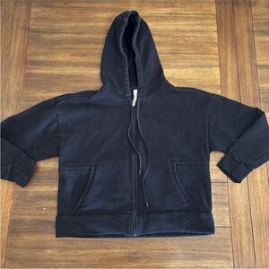 Athleta XL Hoodie Full Zip Pockets Black Sweatshirt